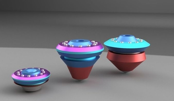 spinner model 1 three different colored cylinders Free 3D model