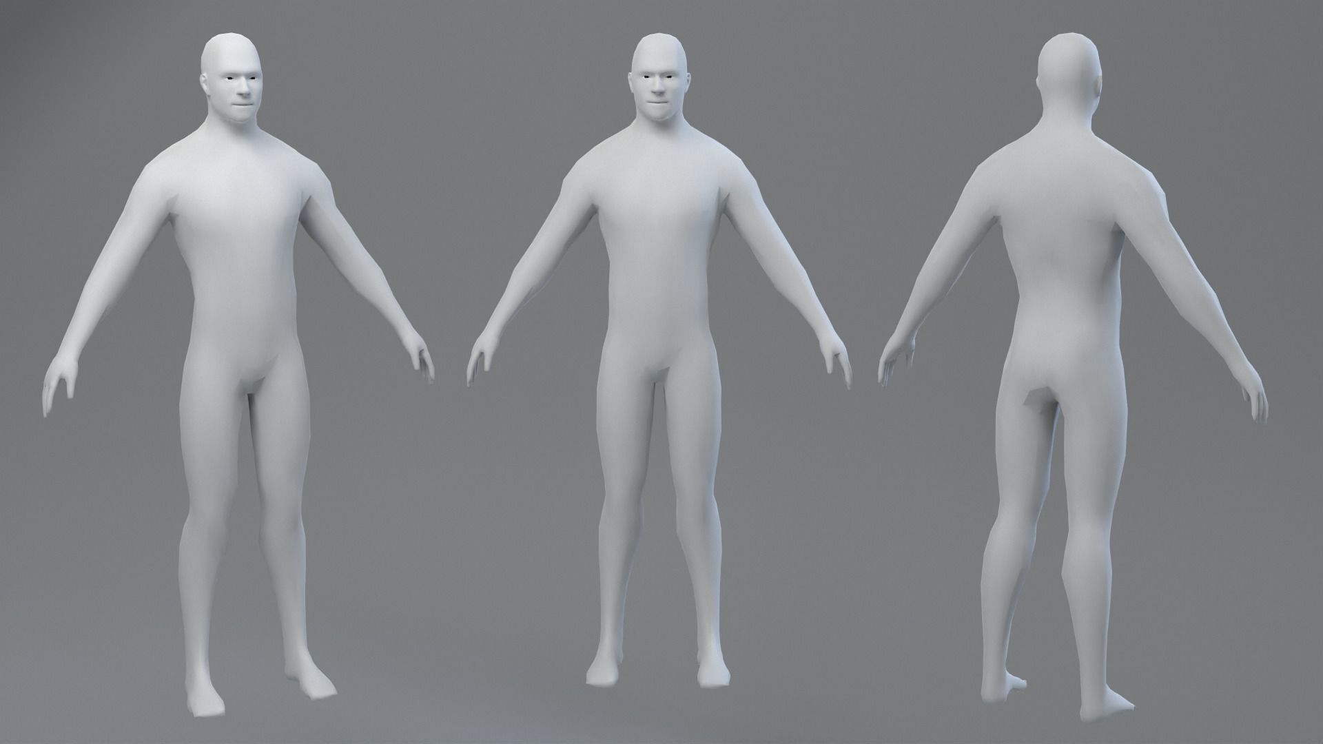 Male Character Base Mesh Free low-poly 3D model_3