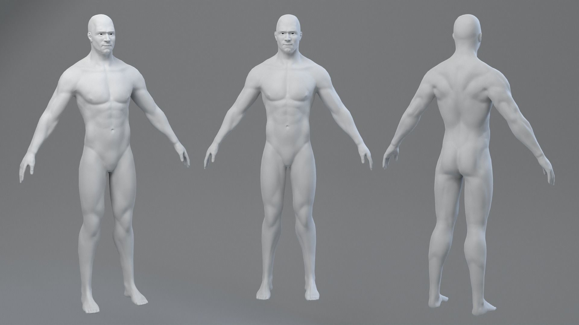 Male Character Base Mesh Free low-poly 3D model_5