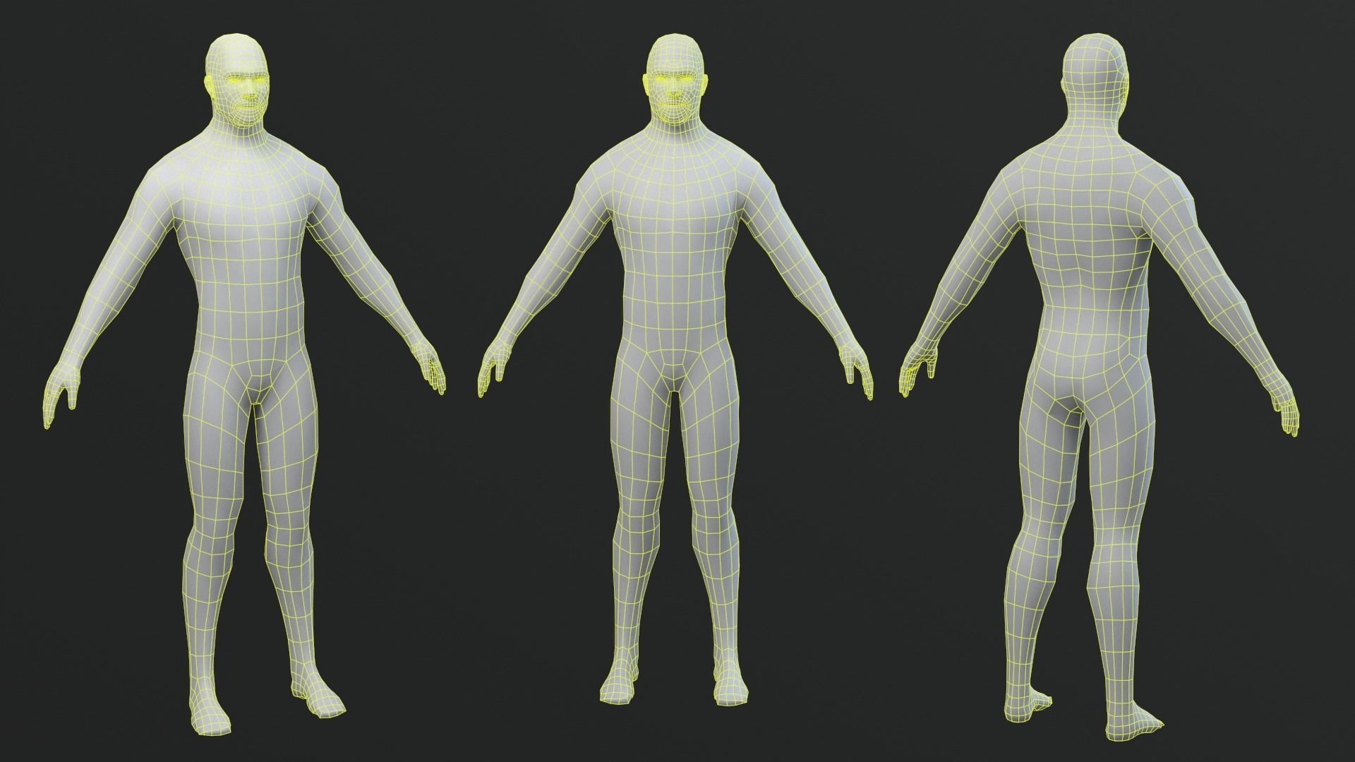 Male Character Base Mesh Free low-poly 3D model_4