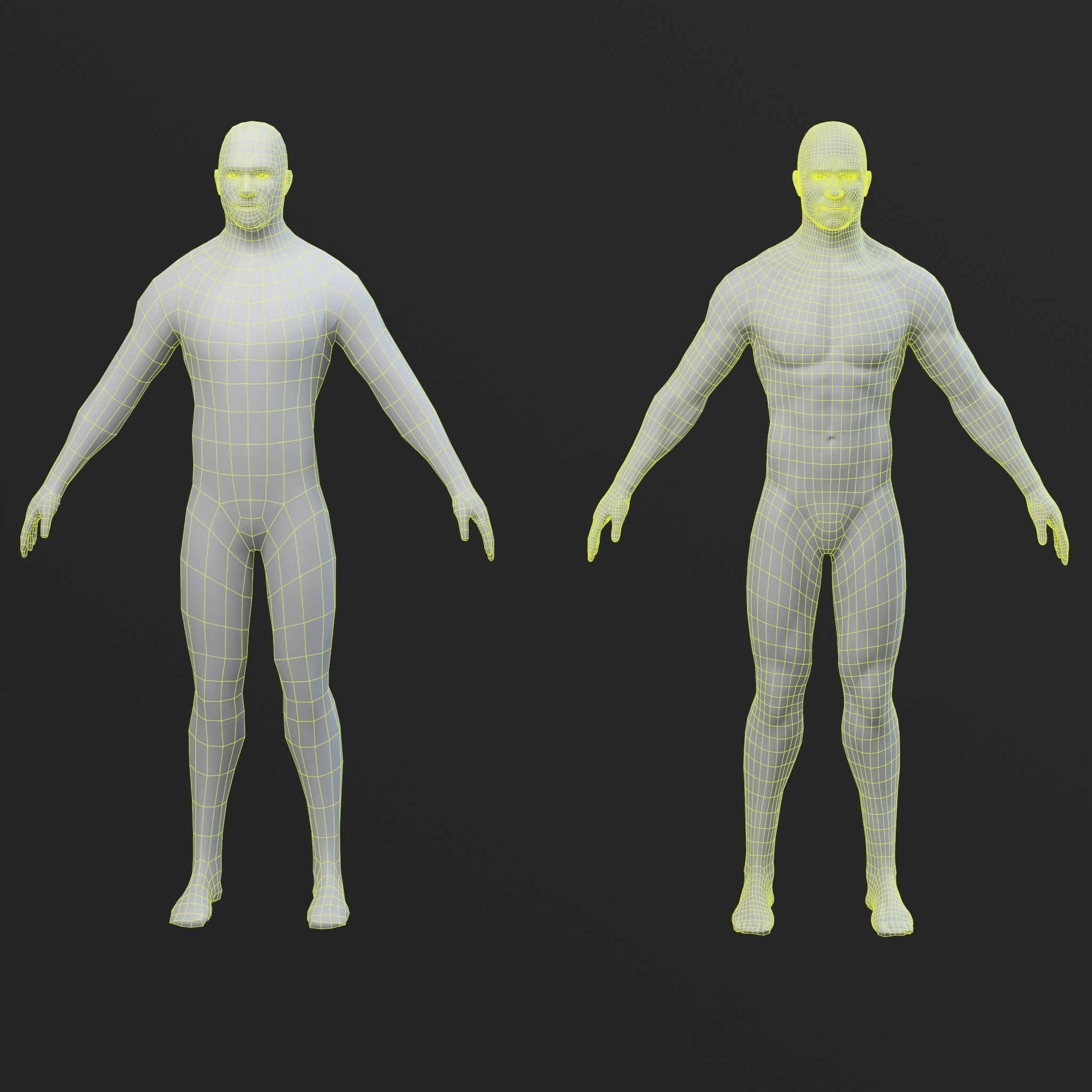 Male Character Base Mesh Free low-poly 3D model_7
