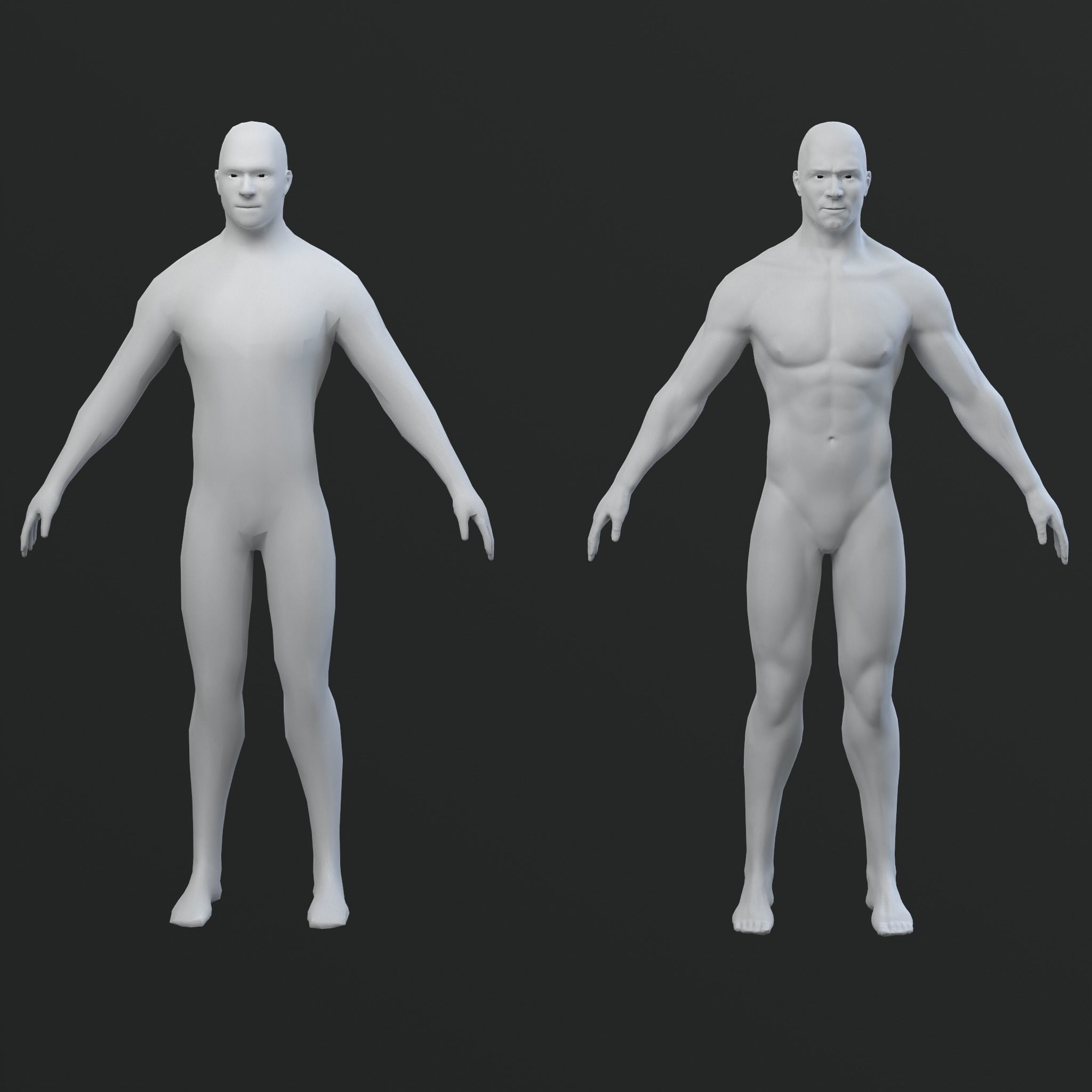 Male Character Base Mesh Free low-poly 3D model_8