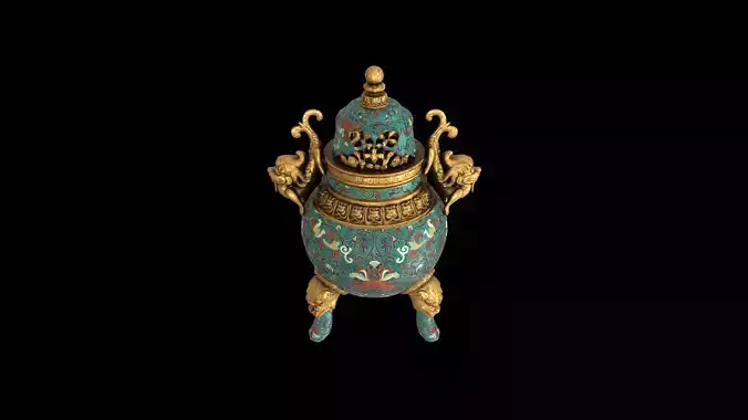 Chinese Cloisonne Enamel Tripod Censer