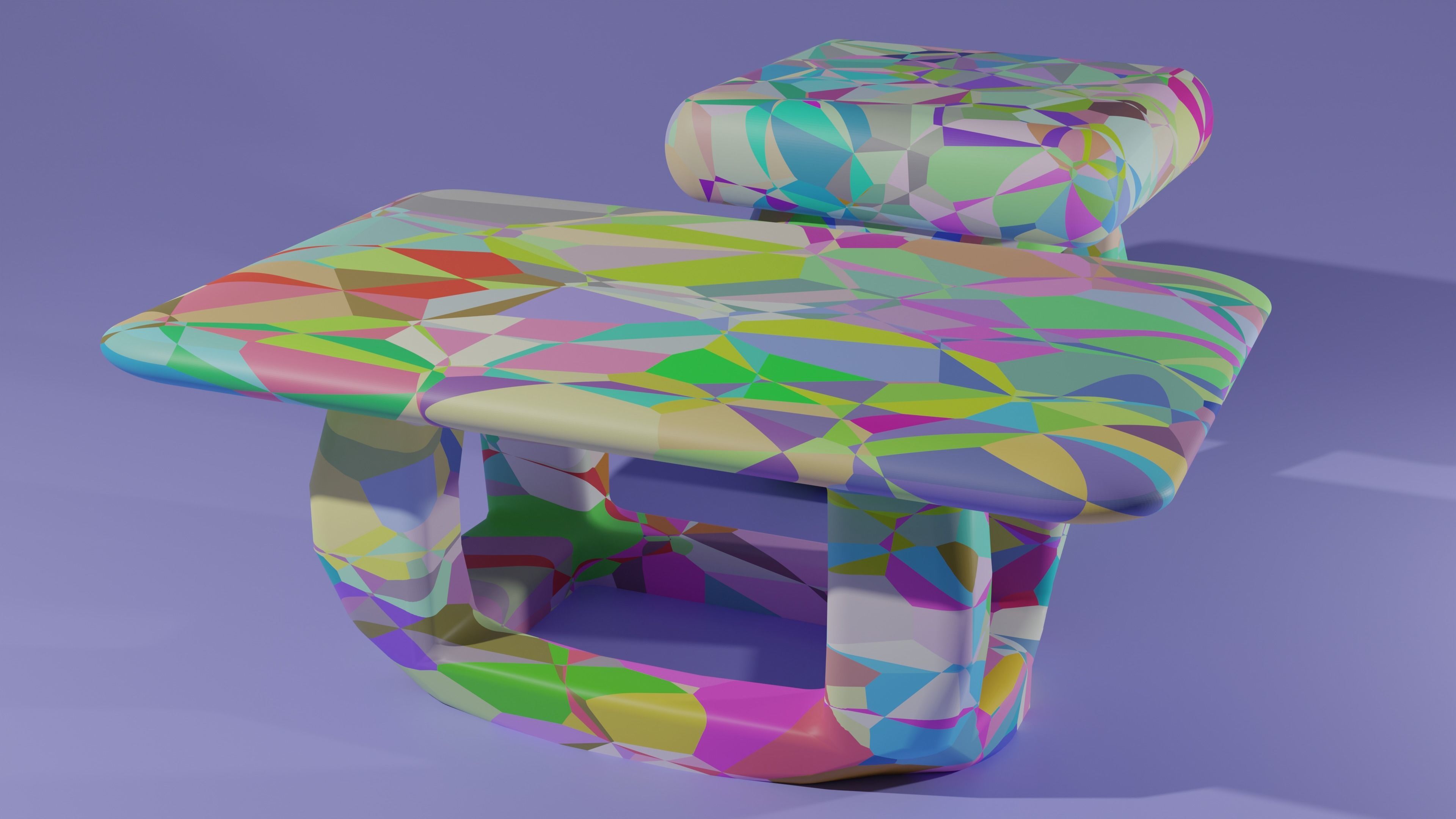 Table and Chair set Low-poly 3D model_2