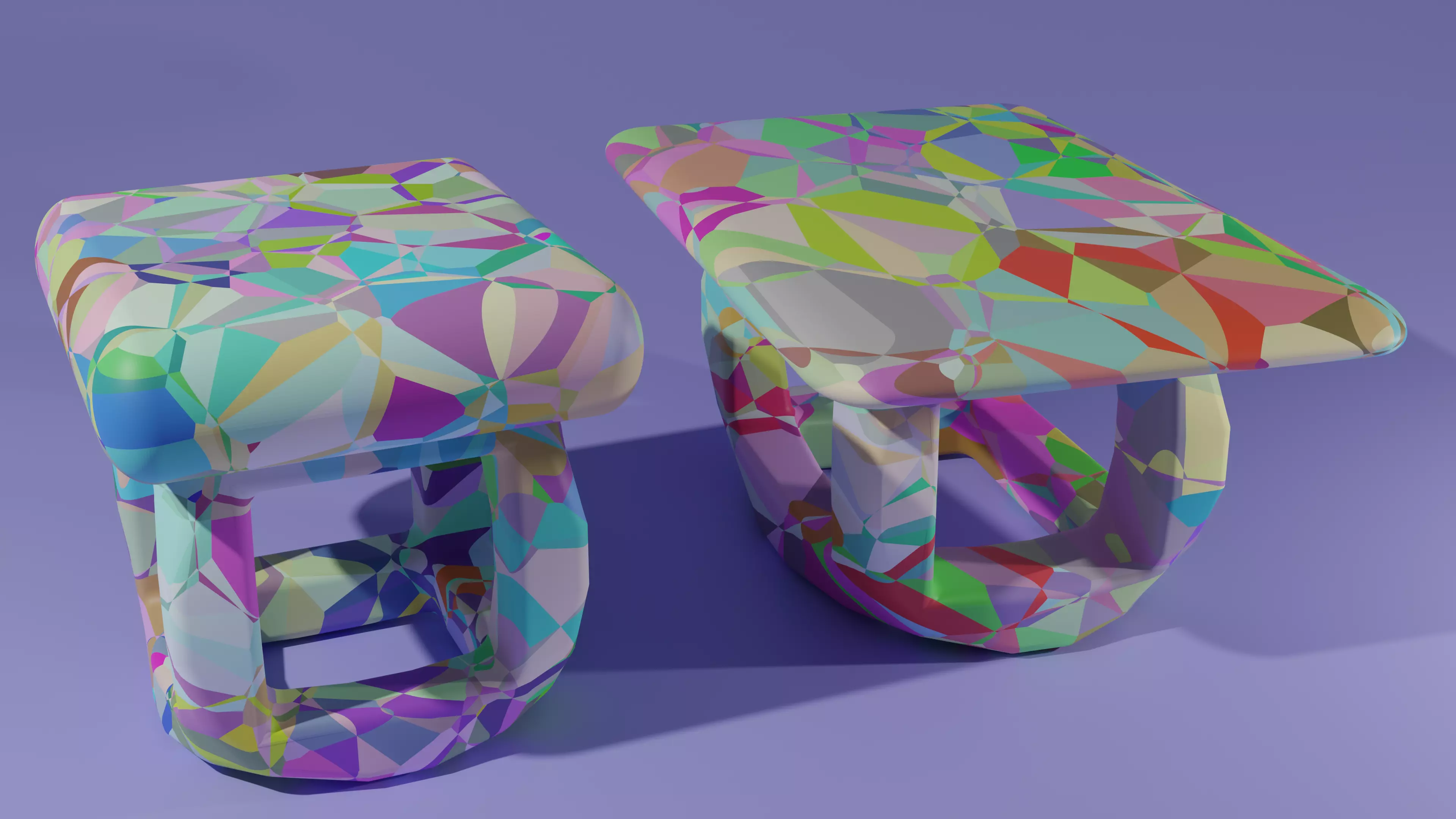 Table and Chair set Low-poly 3D model_0