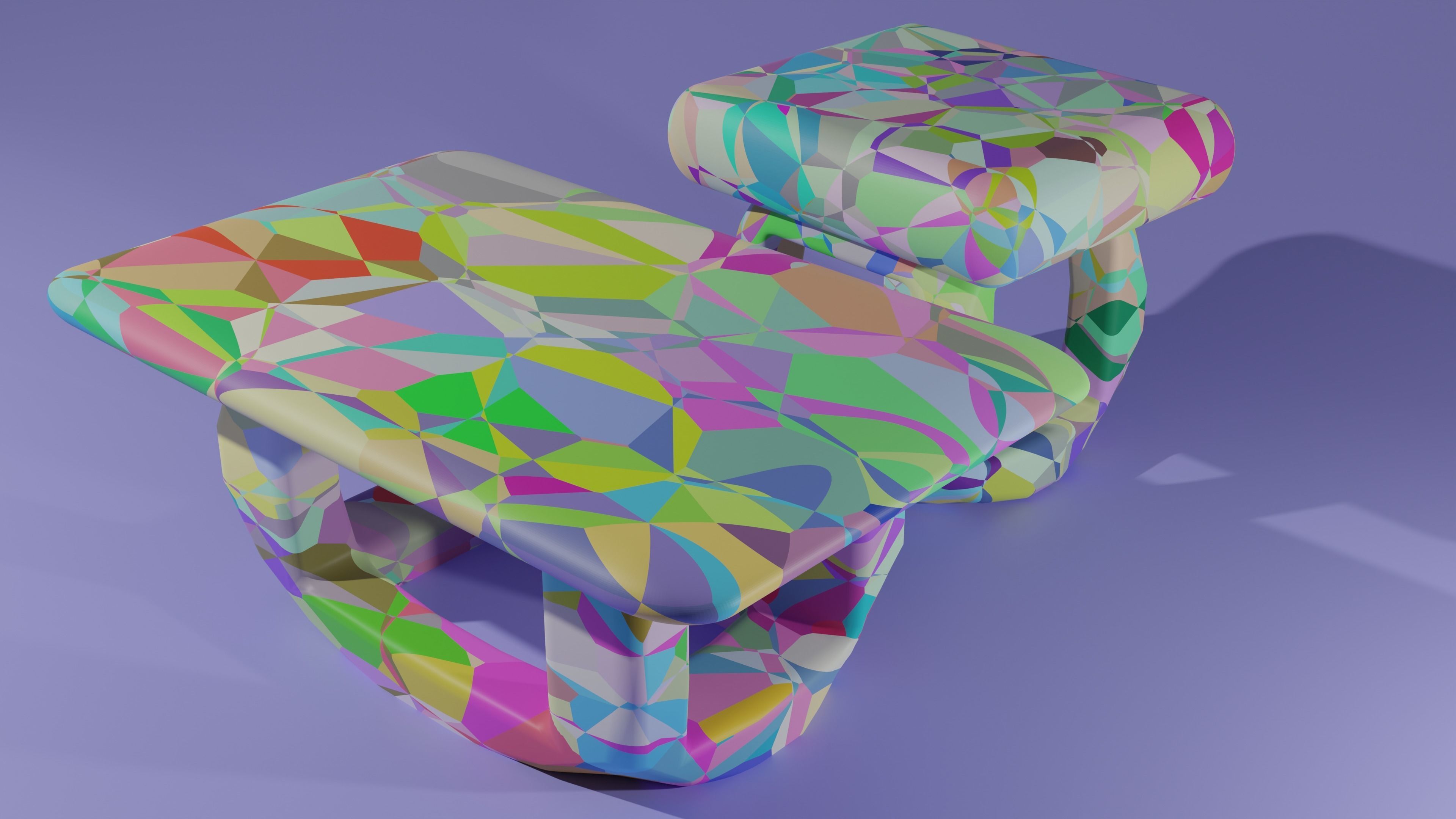 Table and Chair set Low-poly 3D model_1