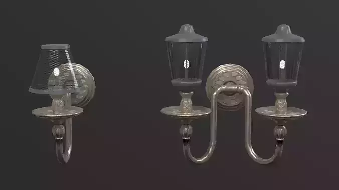 Low Poly Wall Lamp Set