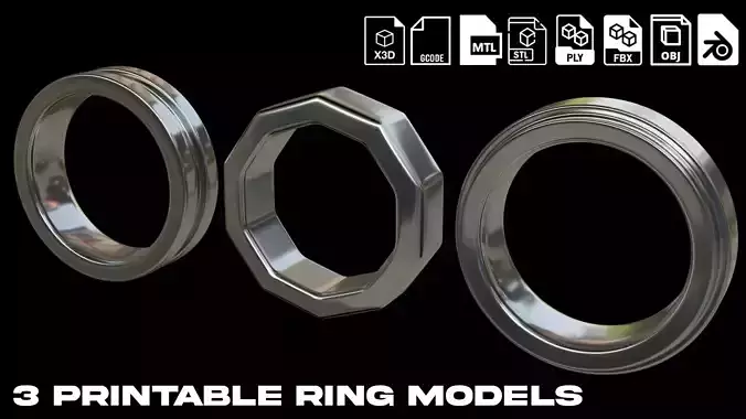 3 printable ring models