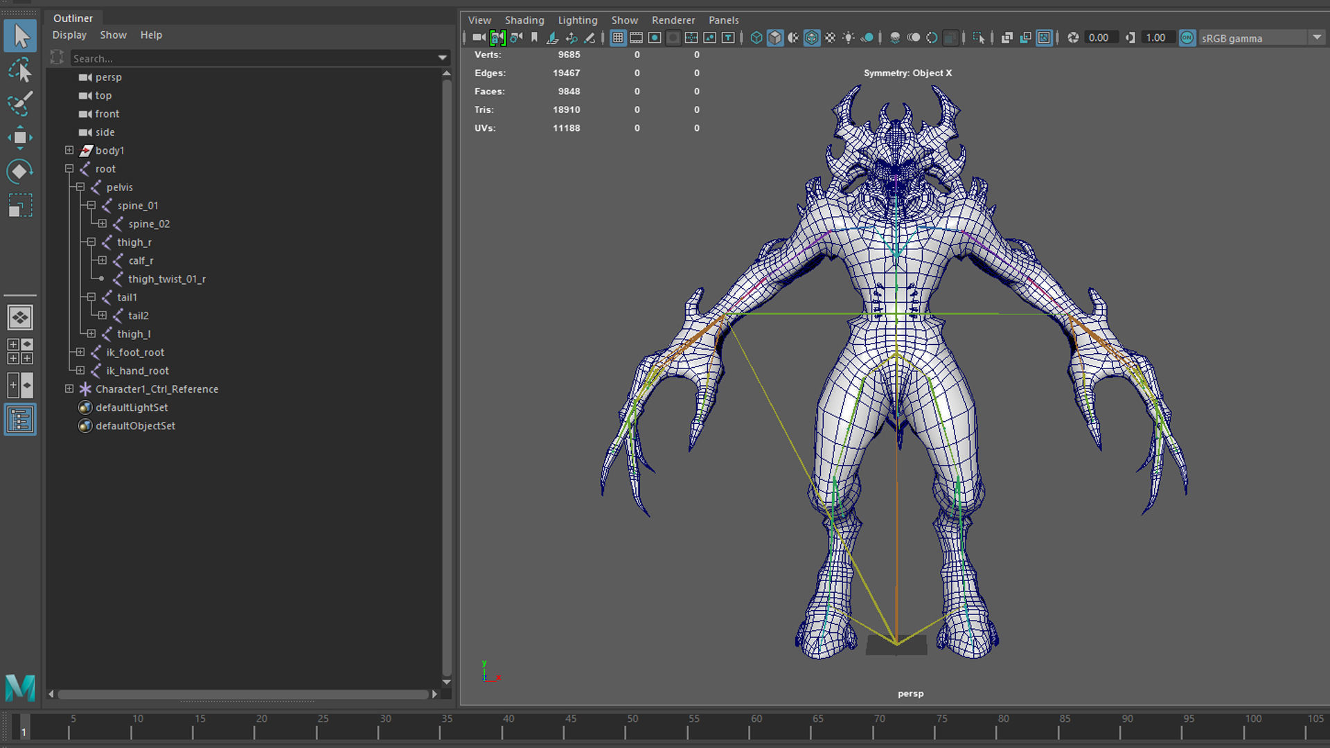 Archdemon alien creature with claws and horns Low-poly 3D model_31