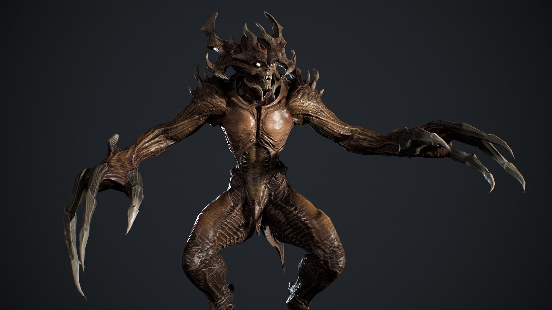 Archdemon alien creature with claws and horns Low-poly 3D model_17