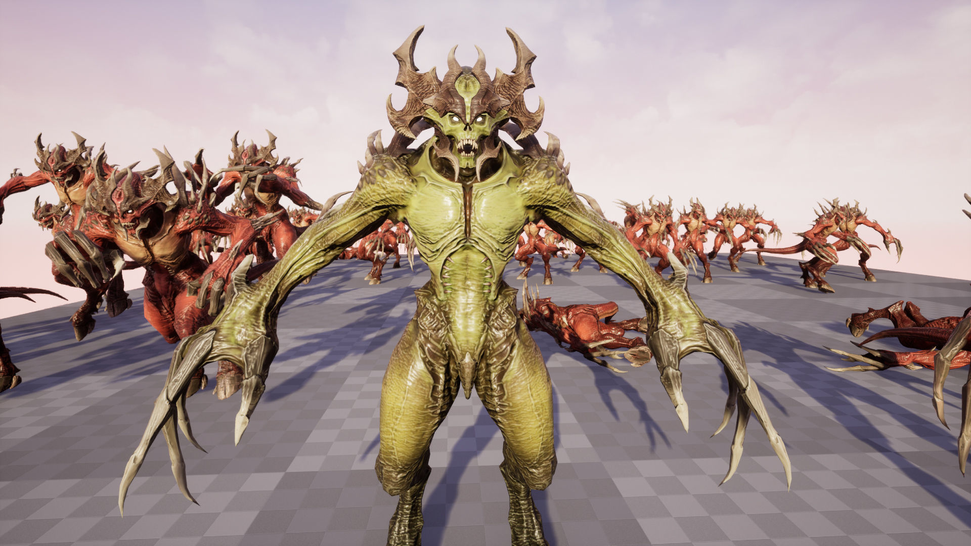 Archdemon alien creature with claws and horns Low-poly 3D model_26