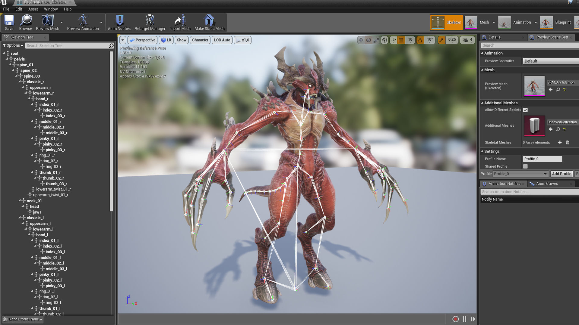 Archdemon alien creature with claws and horns Low-poly 3D model_24