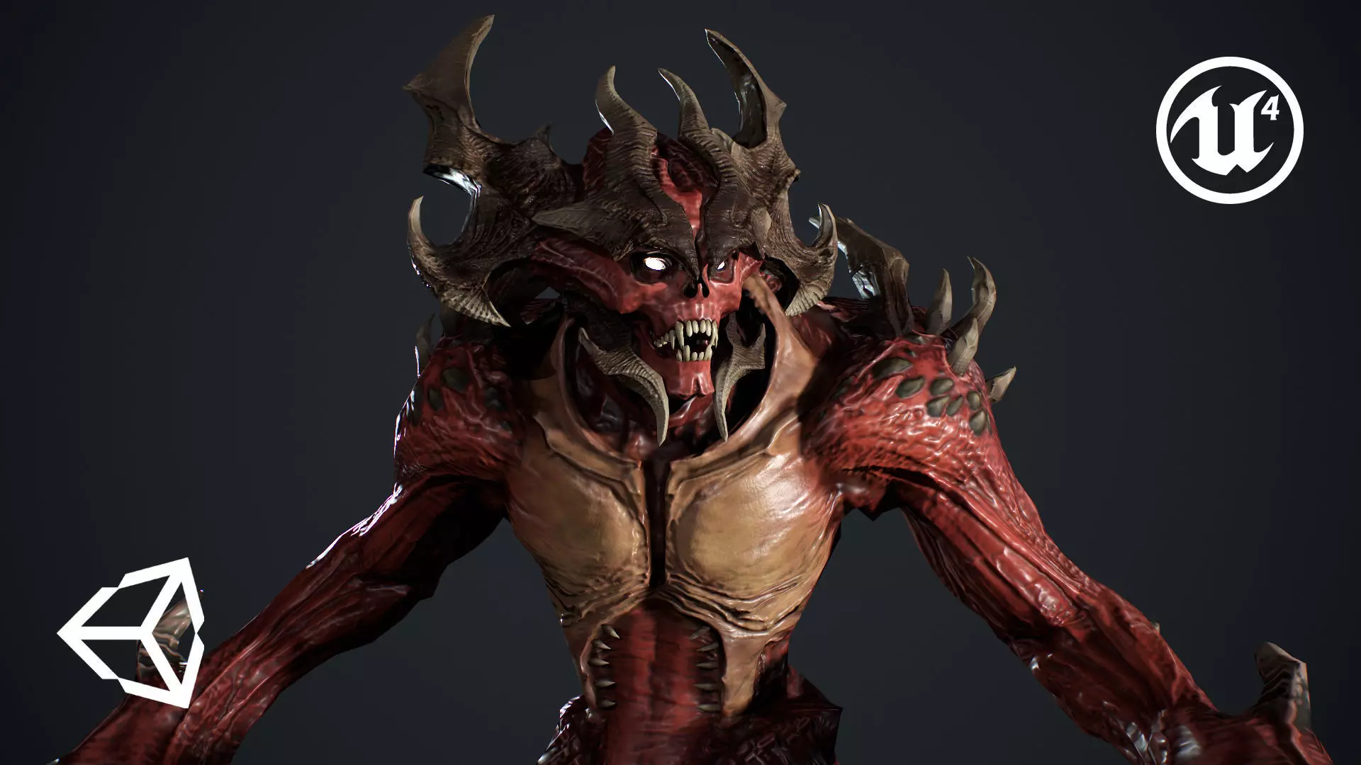 Archdemon alien creature with claws and horns Low-poly 3D model_0