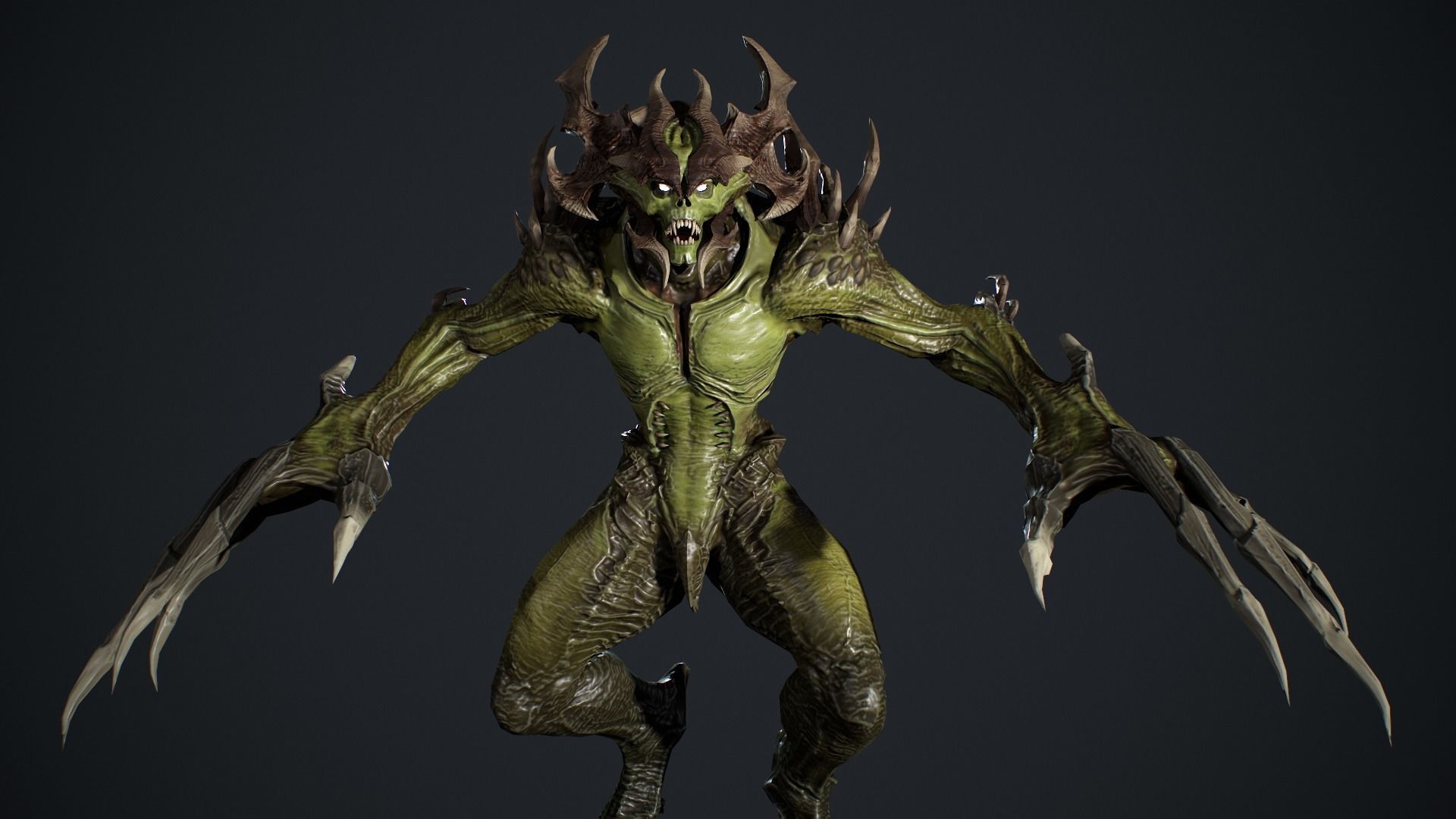 Archdemon alien creature with claws and horns Low-poly 3D model_20