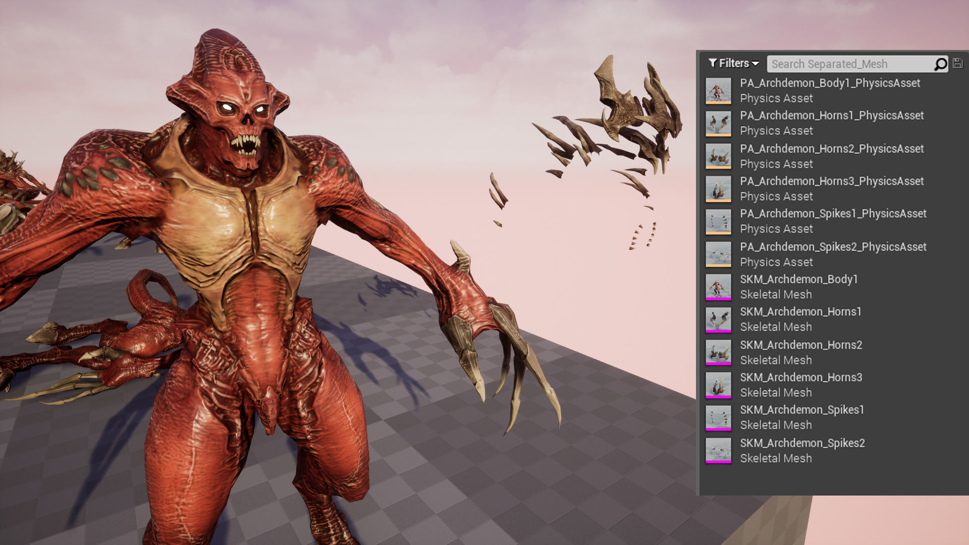 Archdemon alien creature with claws and horns Low-poly 3D model_23