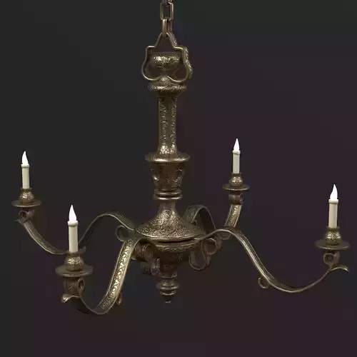Mid Low Poly Chandelier for Game