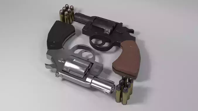 Low Poly Snub-nosed Revolver Low-poly 3D model