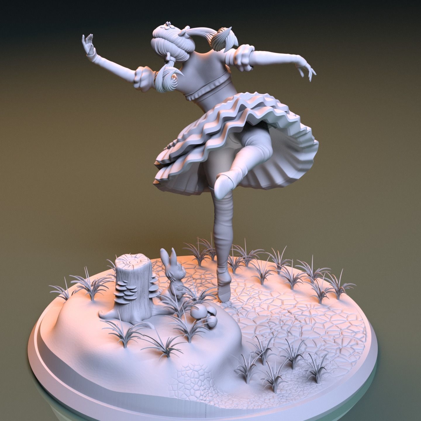 BALLET GIRL IN THE WOODS DIORAMA 3D print model_6