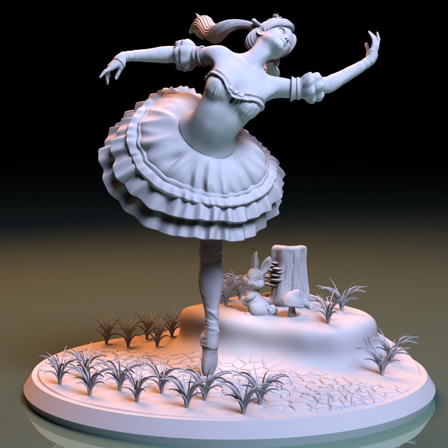 BALLET GIRL IN THE WOODS DIORAMA 3D print model_1