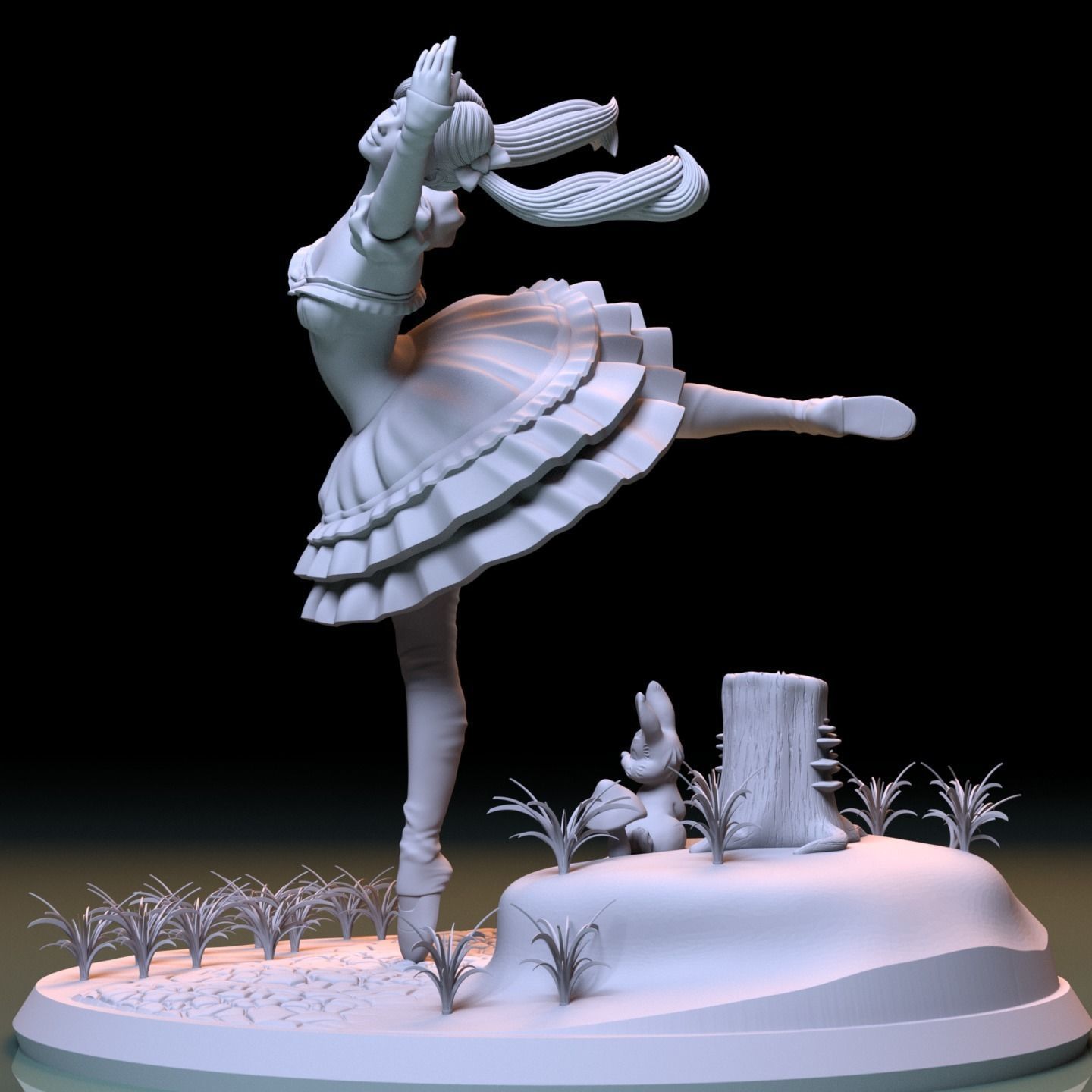BALLET GIRL IN THE WOODS DIORAMA 3D print model_7
