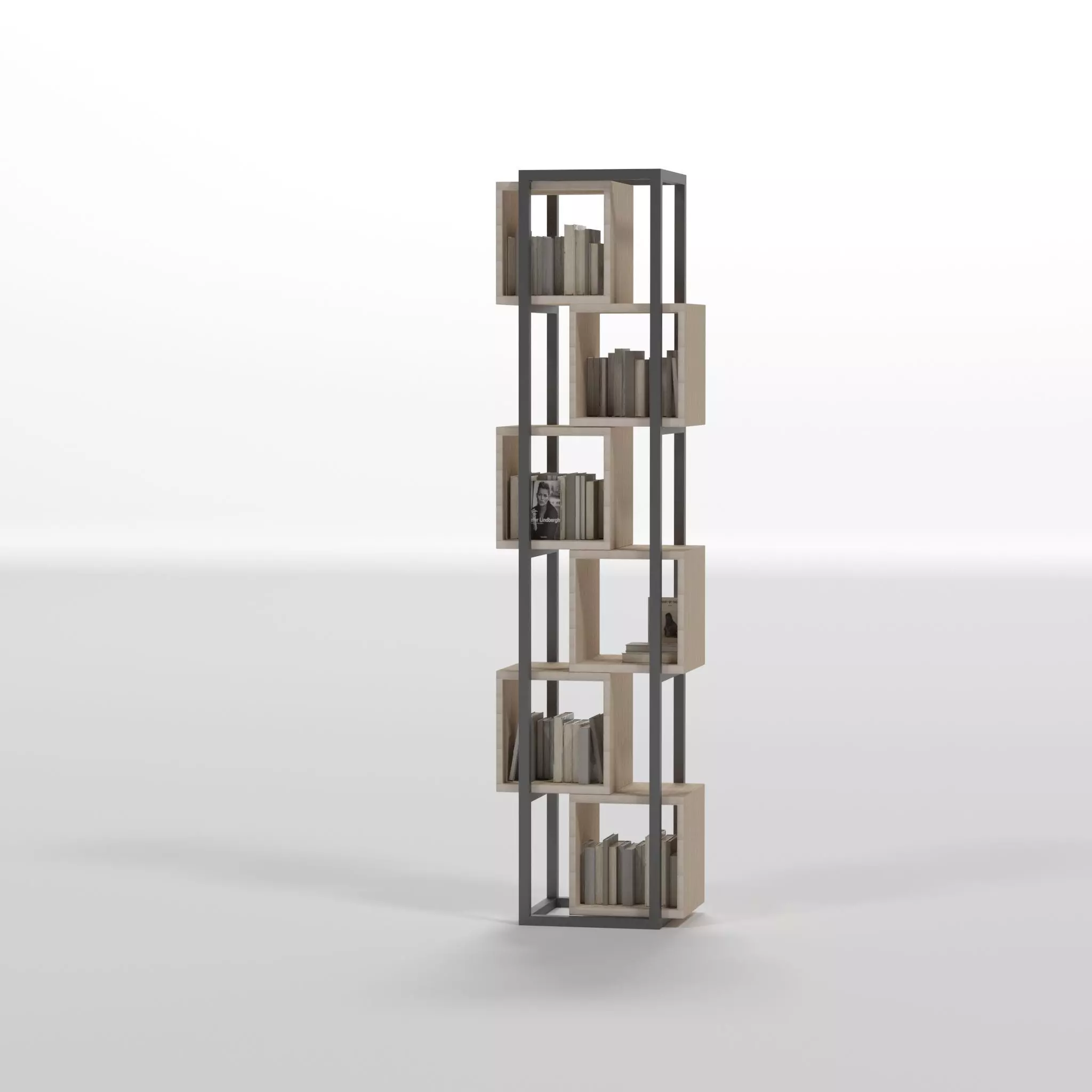 bookshelf bookcase Low-poly 3D model_0