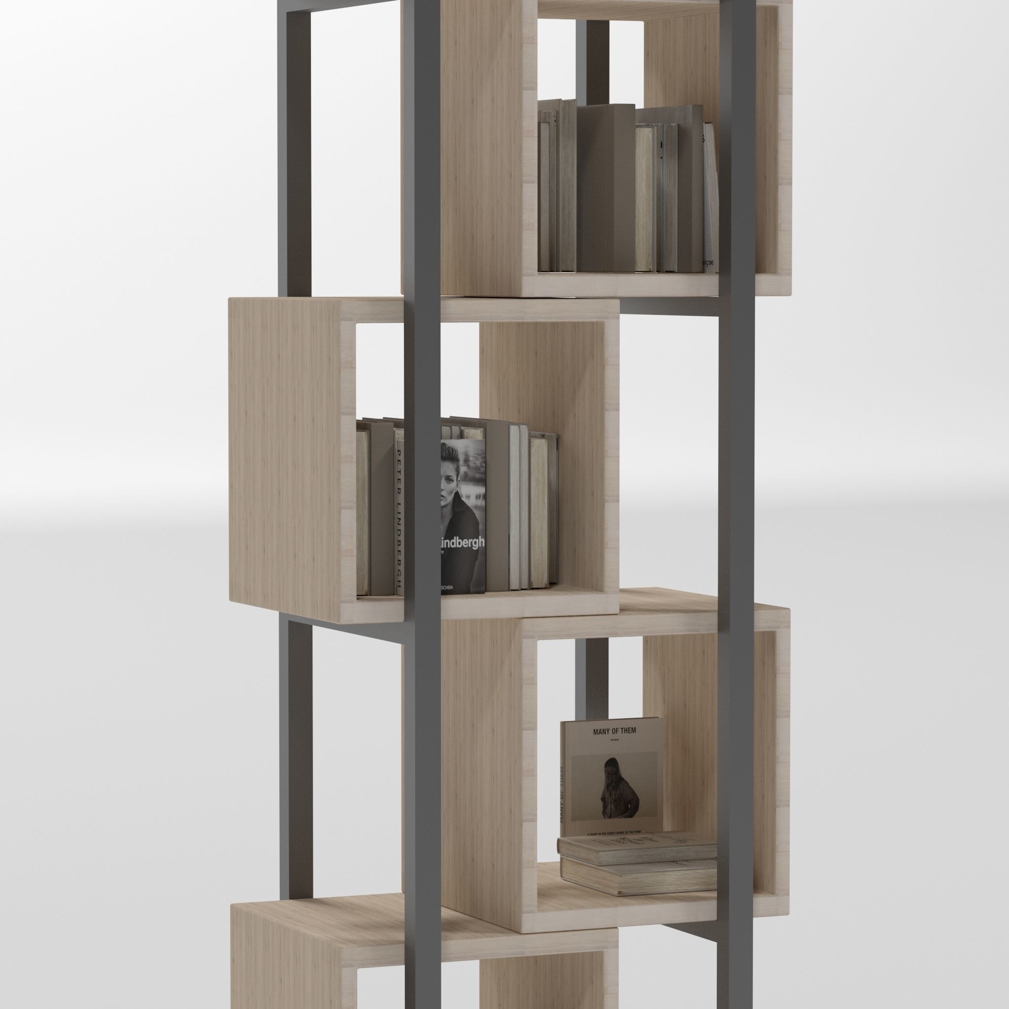 bookshelf bookcase Low-poly 3D model_1