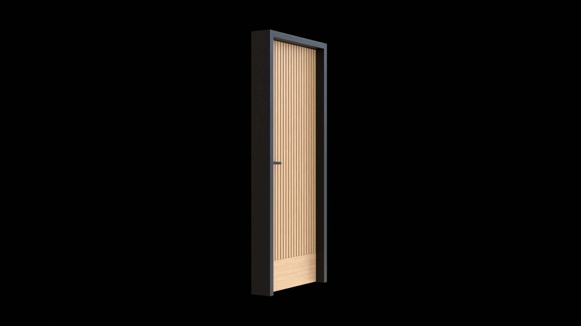 Sustainable Wood Grooved Panel Door 3D model_2
