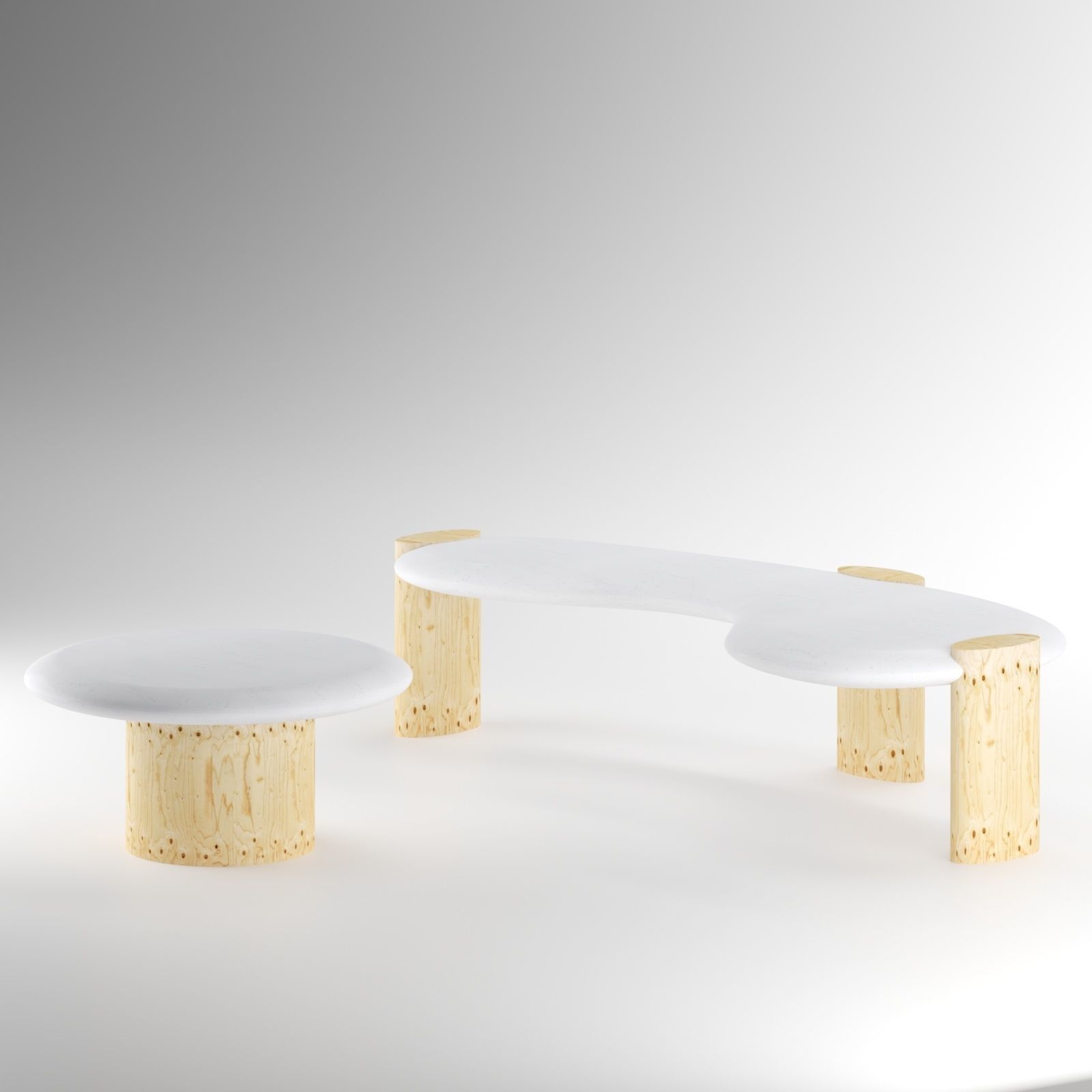sassolino burl wood nesting side tables by athena calderone 3D model_1