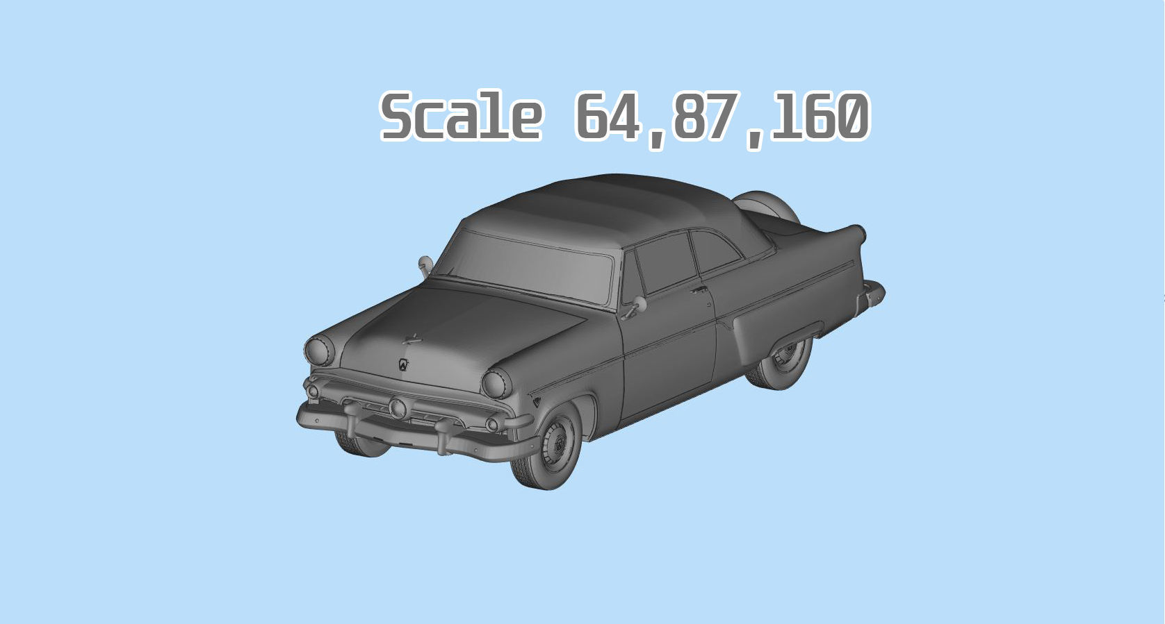 Classic american car Crestline Sunliner STL printable 3D print model_4
