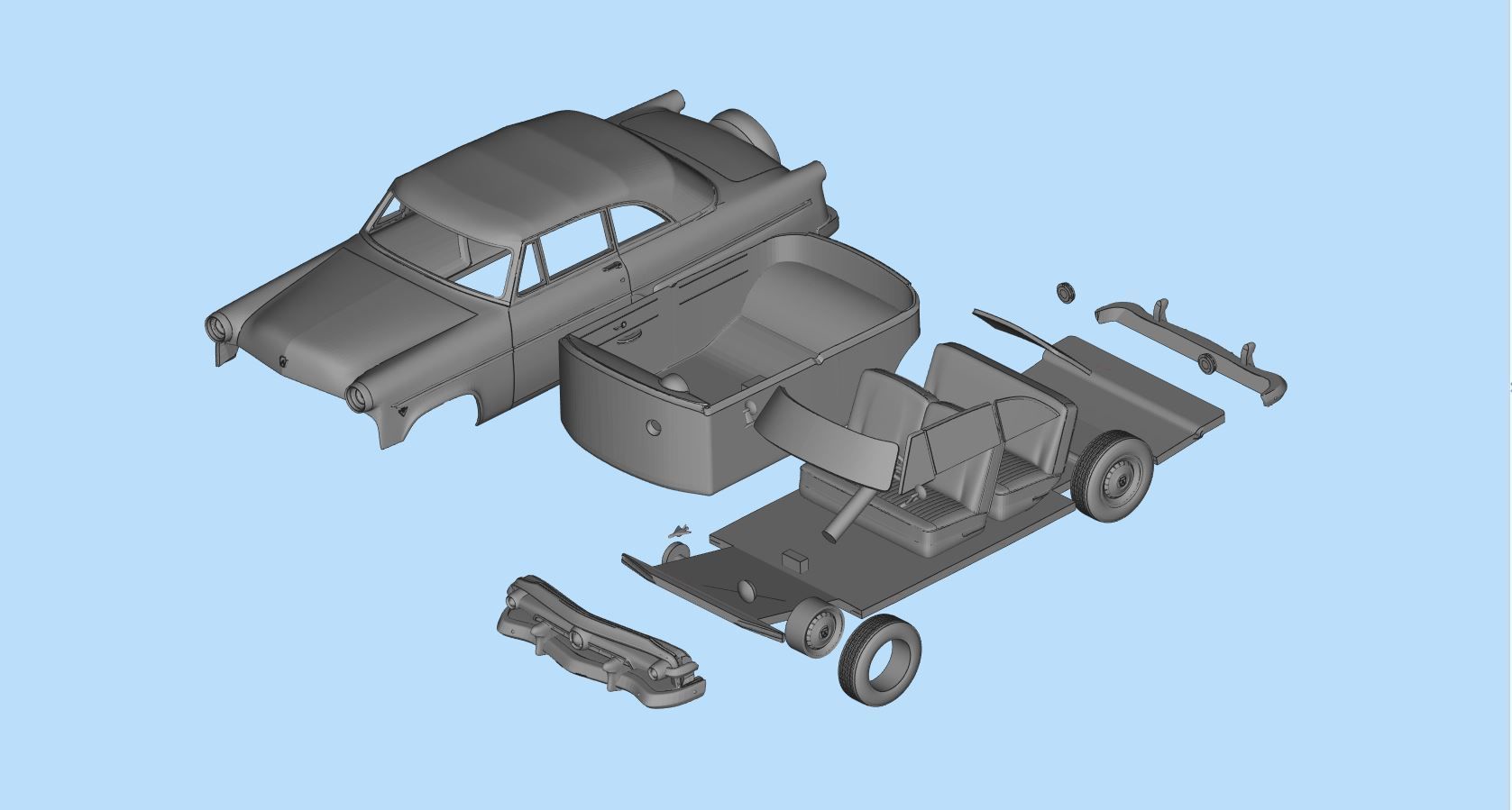 Classic american car Crestline Sunliner STL printable 3D print model_7
