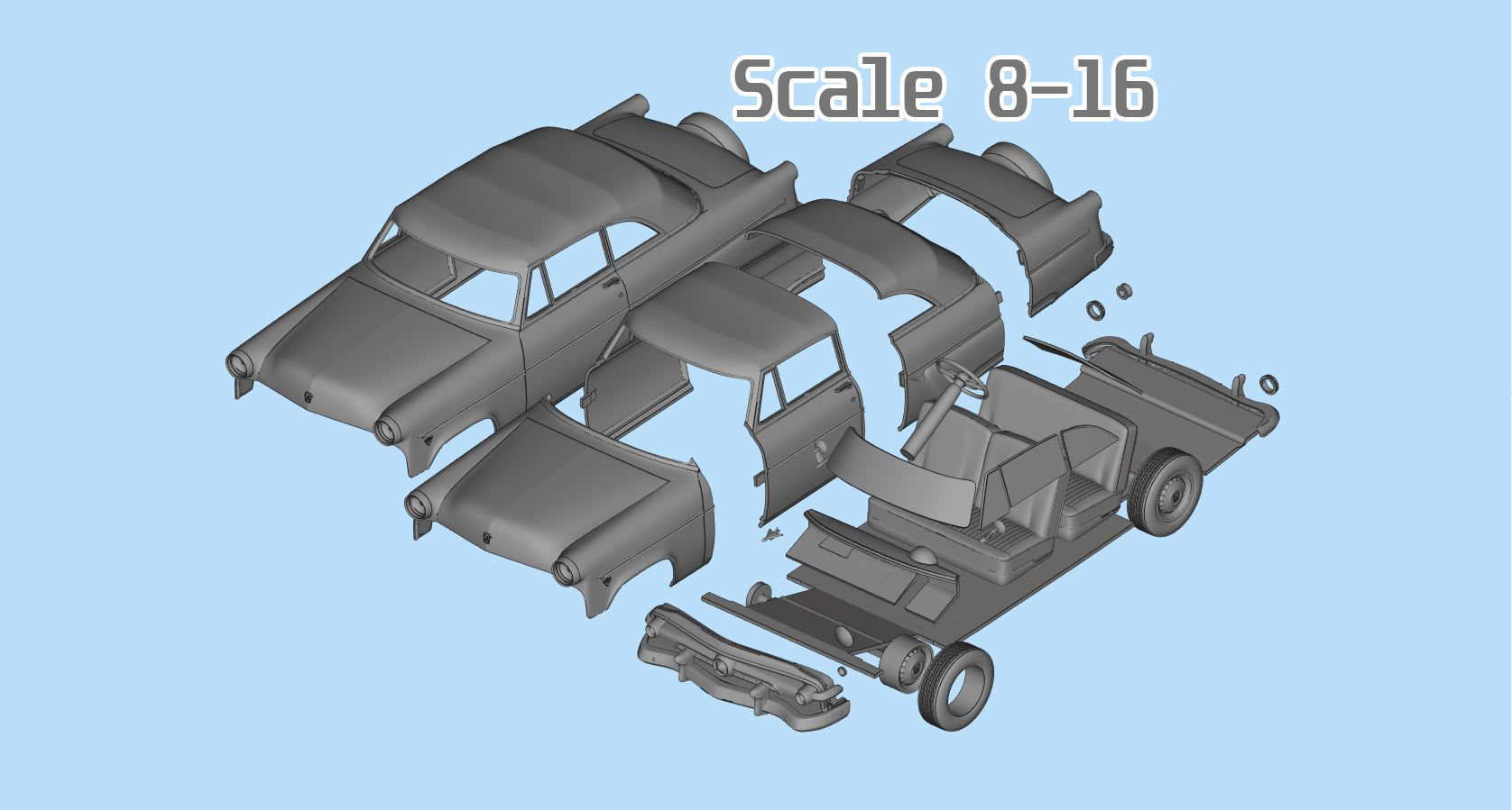 Classic american car Crestline Sunliner STL printable 3D print model_2