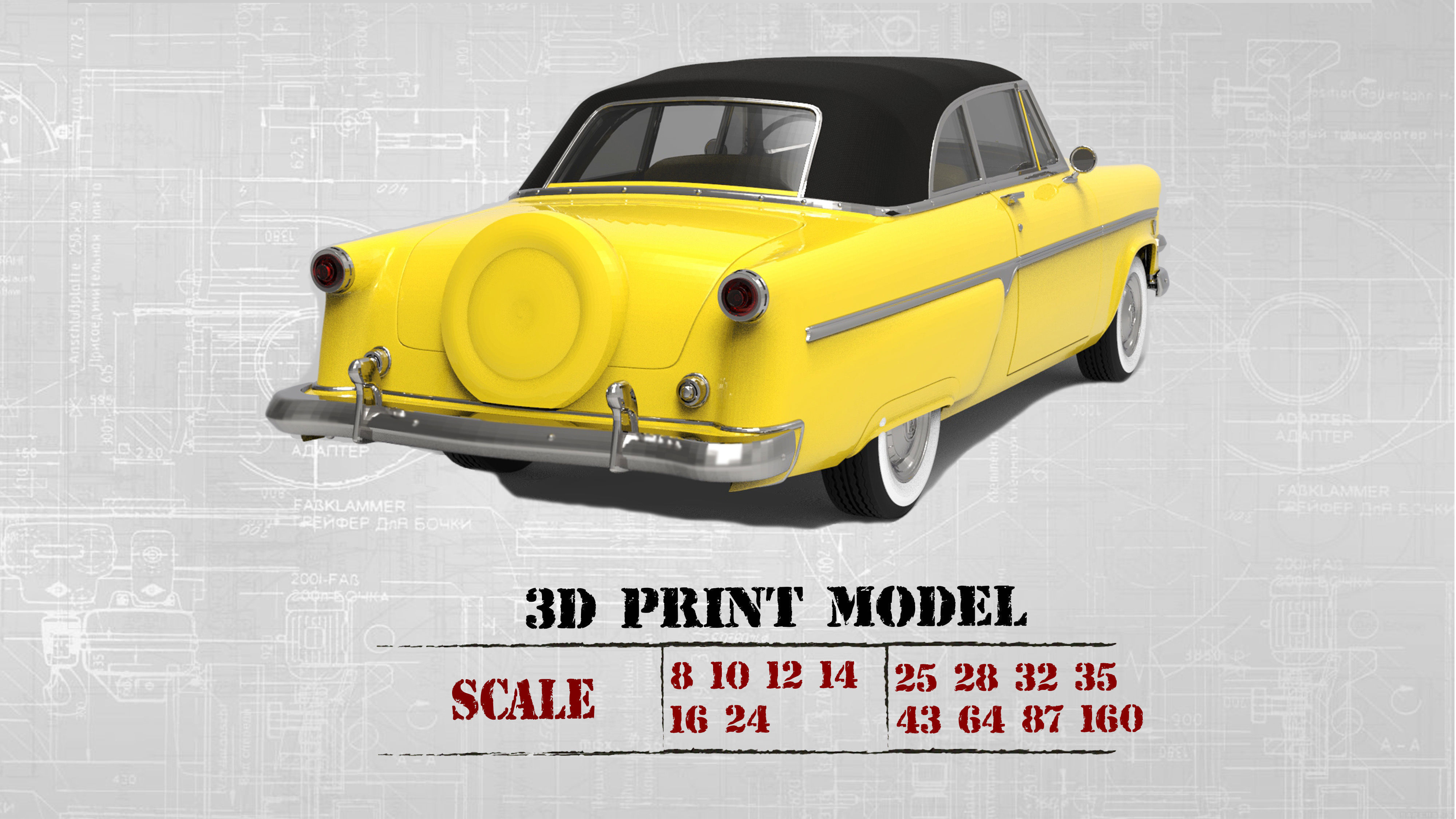 Classic american car Crestline Sunliner STL printable 3D print model_1