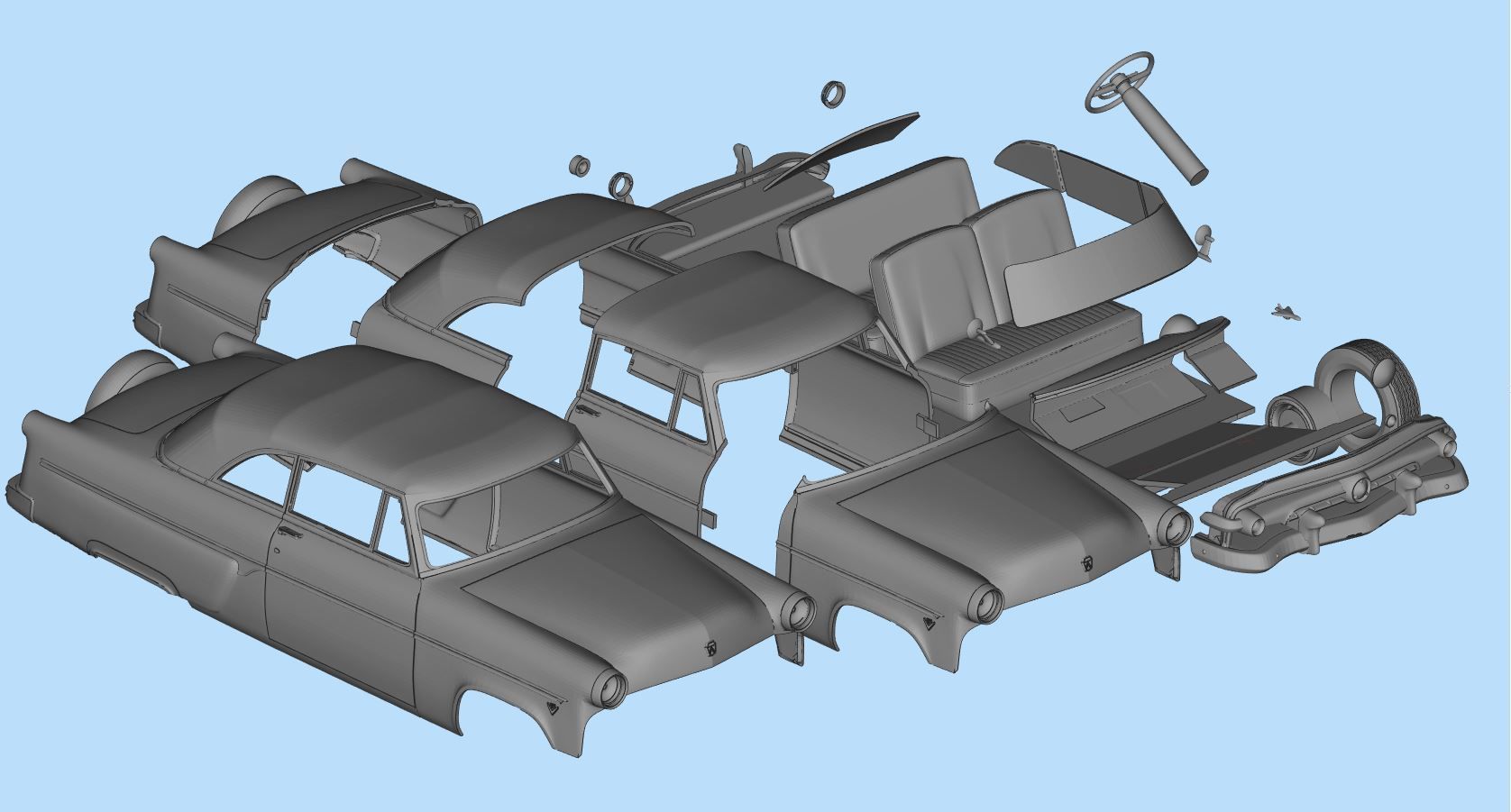 Classic american car Crestline Sunliner STL printable 3D print model_18