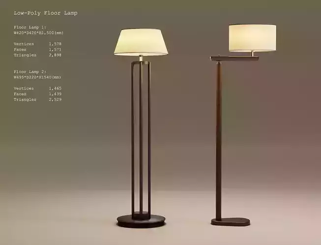 Low-Poly 2 Floor Lamps Low-poly 3D model