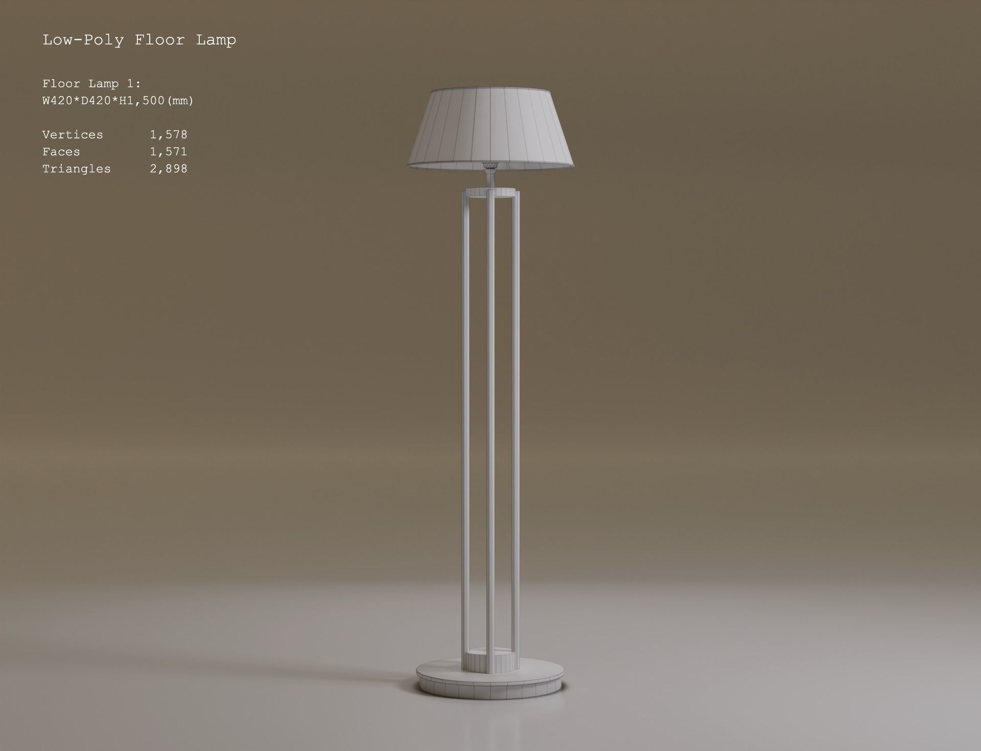 Low-Poly 2 Floor Lamps Low-poly 3D model_2