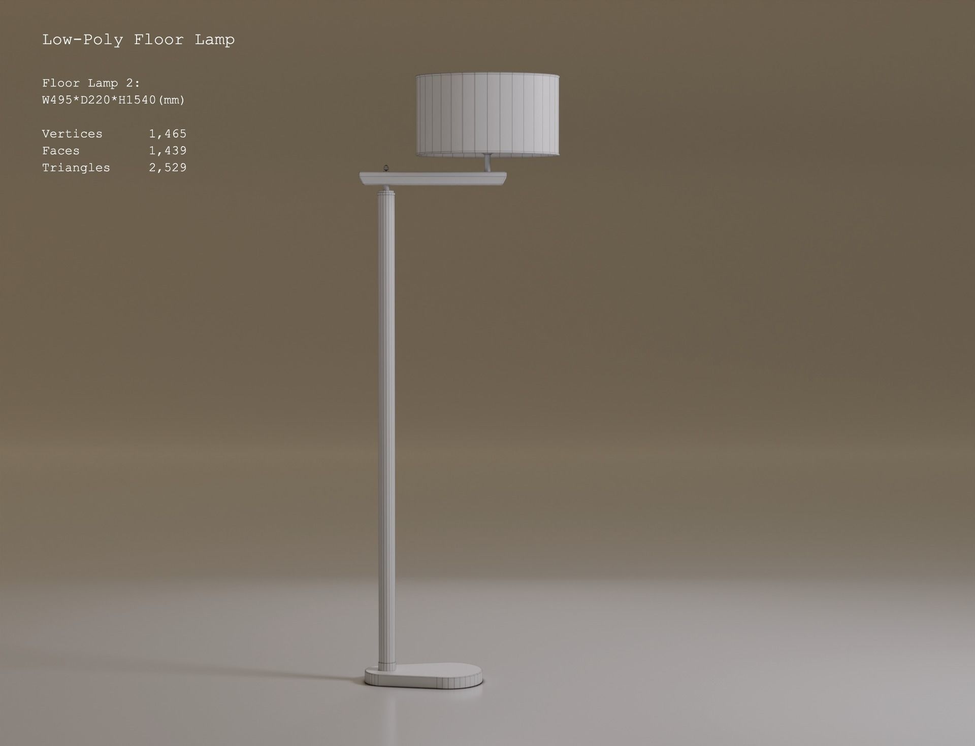 Low-Poly 2 Floor Lamps Low-poly 3D model_9