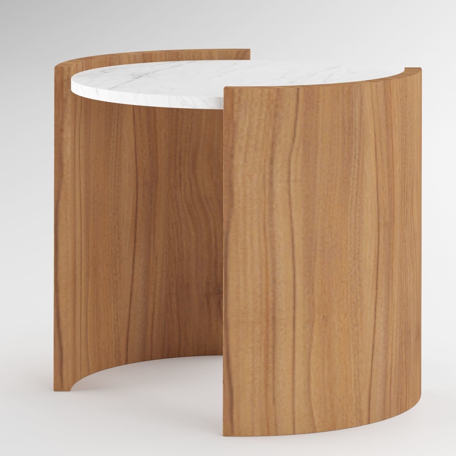 Curved Wood Legs Side Table 3D model_1