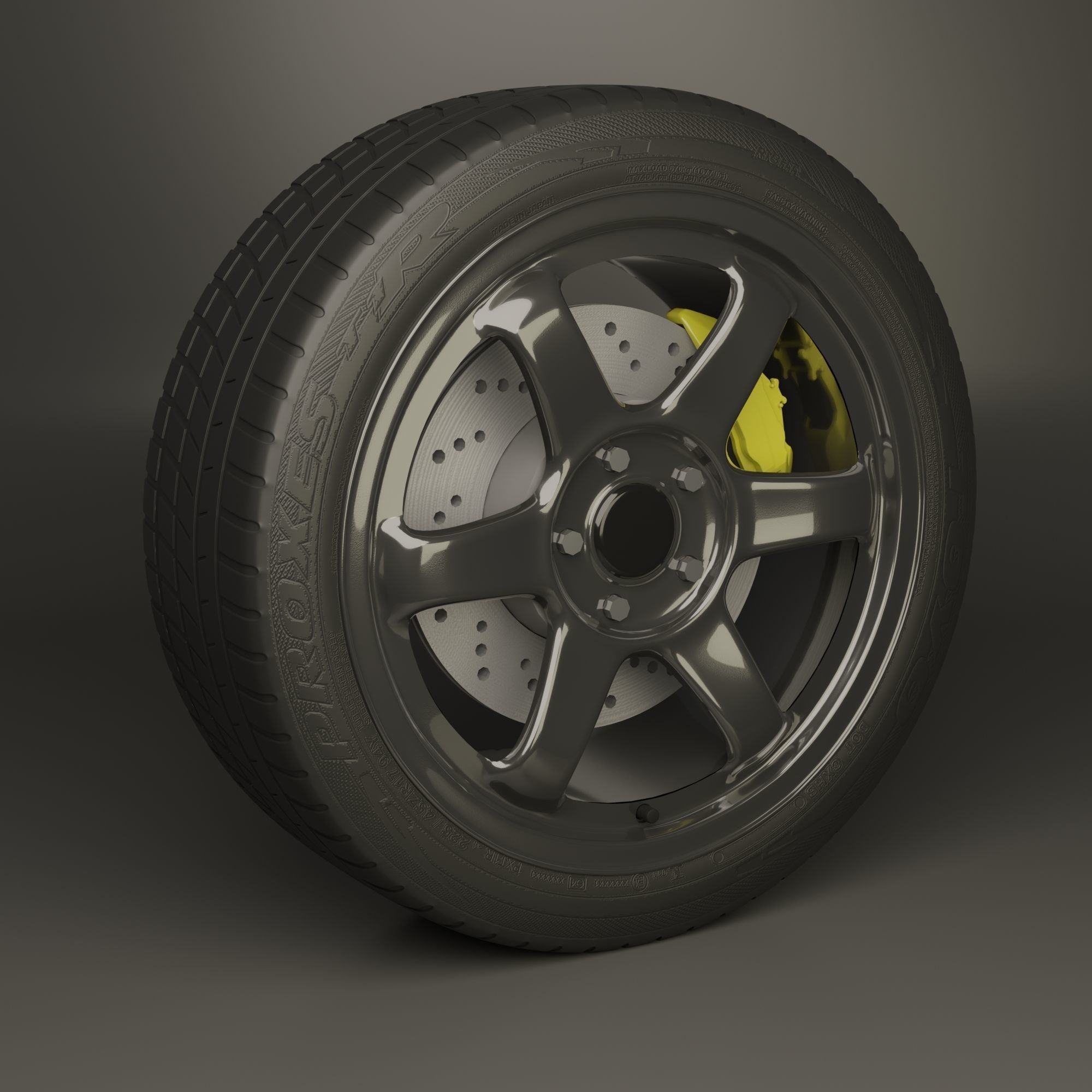 6 spoke sport racing car rim Free 3D model_2