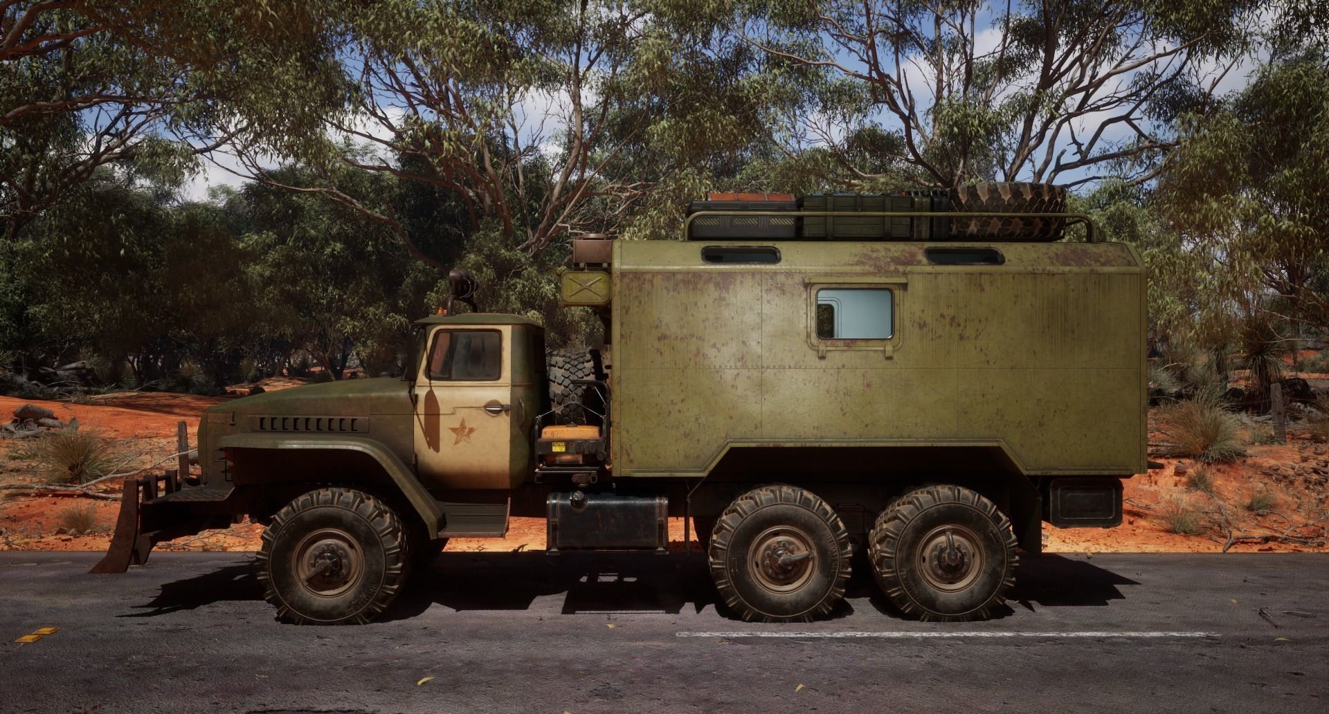 ural with van Low-poly 3D model_5