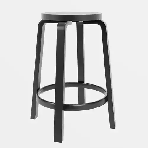 High Stool 64 Counter Stool in Black by Alvar Aalto 