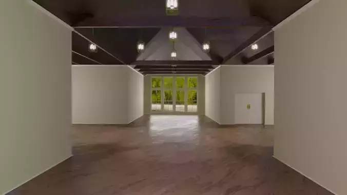Gallery empty room with wooden floors
