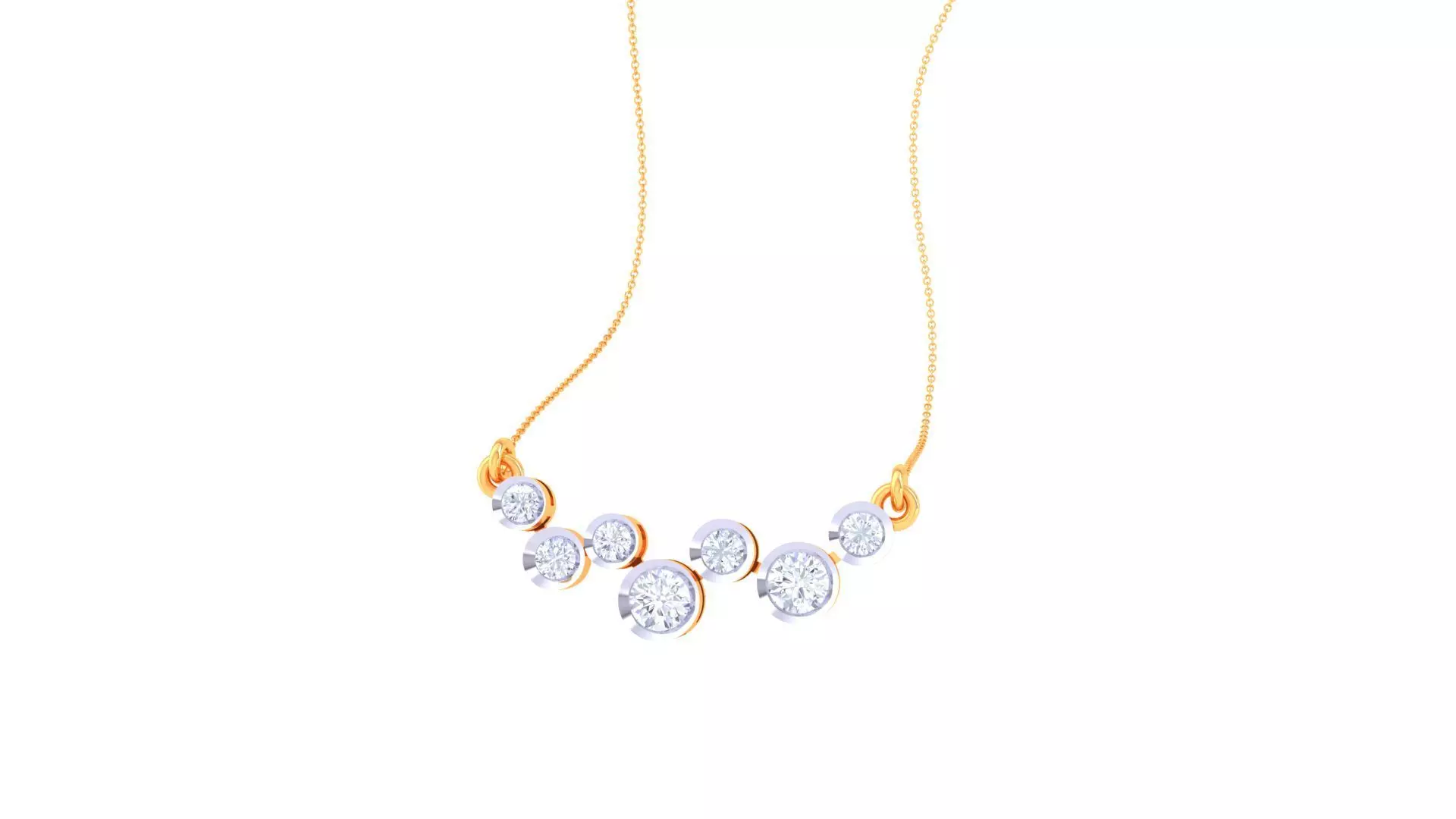 Pendant - 9 gold plated necklace with cubic zirconia 3D print model_0