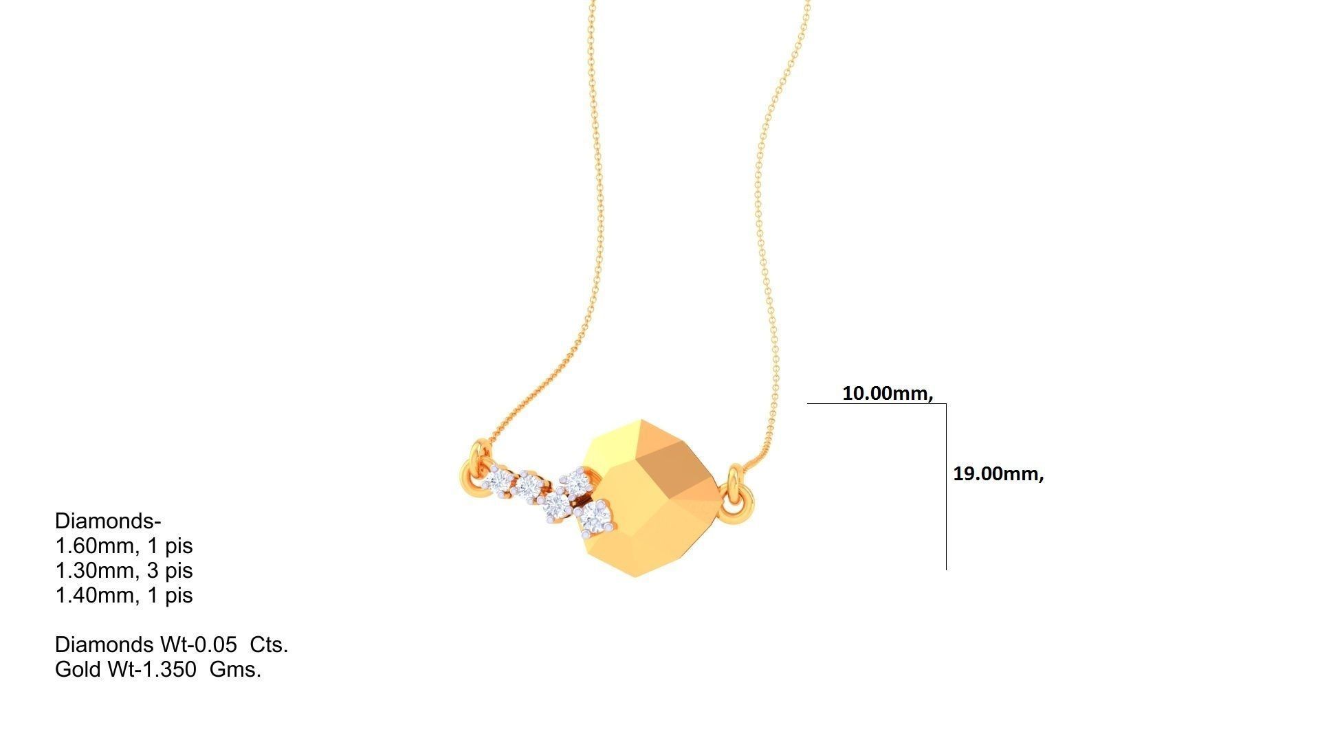 Pendant - 5 gold with diamonds 3D print model_1