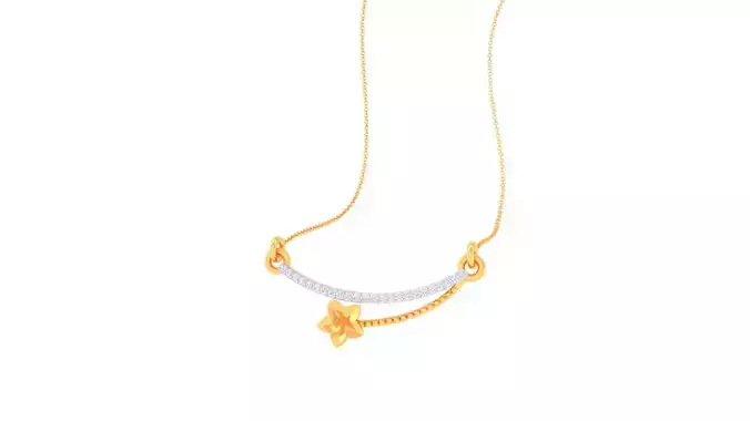 Pendant - 3 gold and necklace with diamond in middle