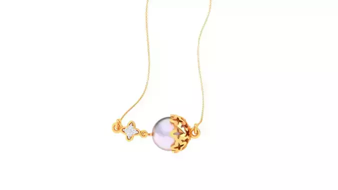 Pendant - 2 pearl and diamond necklace on gold chain