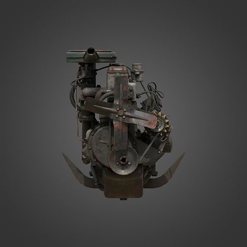 Old Dirty Rusted Engine Low-poly 3D model 5