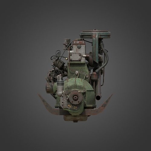 Old Dirty Rusted Engine Low-poly 3D model 7