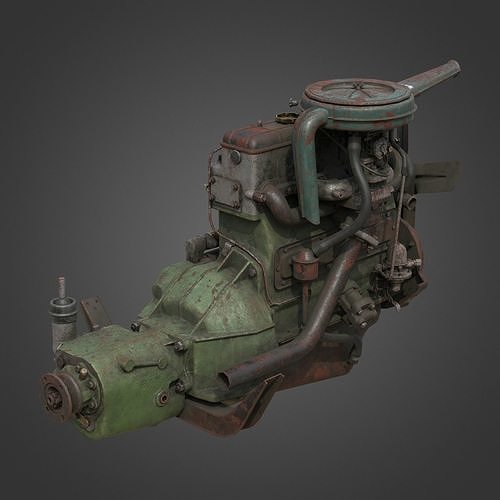 Old Dirty Rusted Engine Low-poly 3D model 3