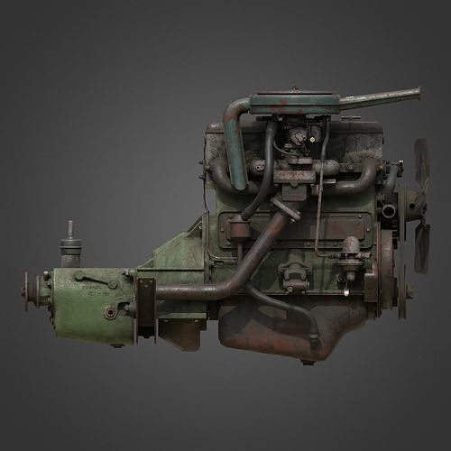 Old Dirty Rusted Engine Low-poly 3D model 6