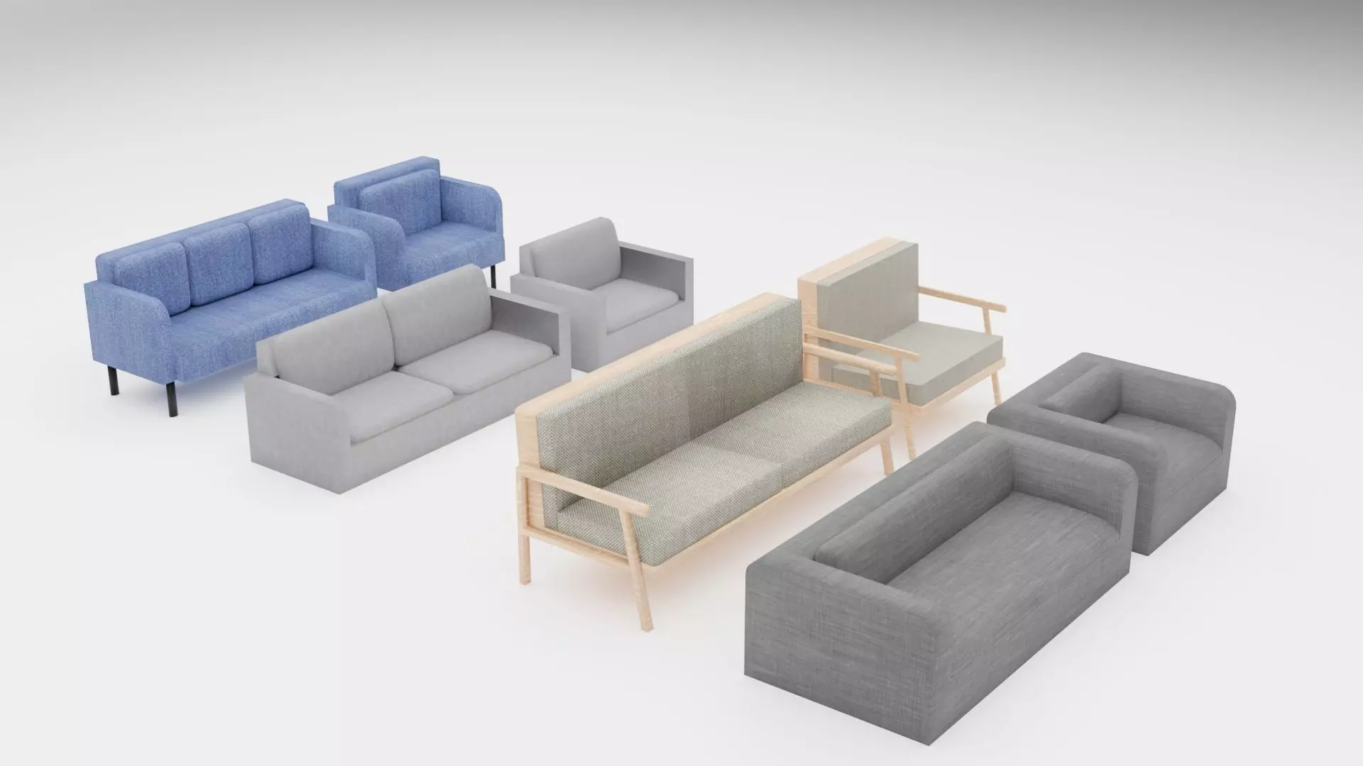 SOFAS AND ARMCHAIRS PACK Low-poly 3D model_0